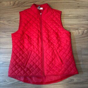 Karen Scott Red Quilted Puffer Vest Women's Size L Lightweight Zip Front